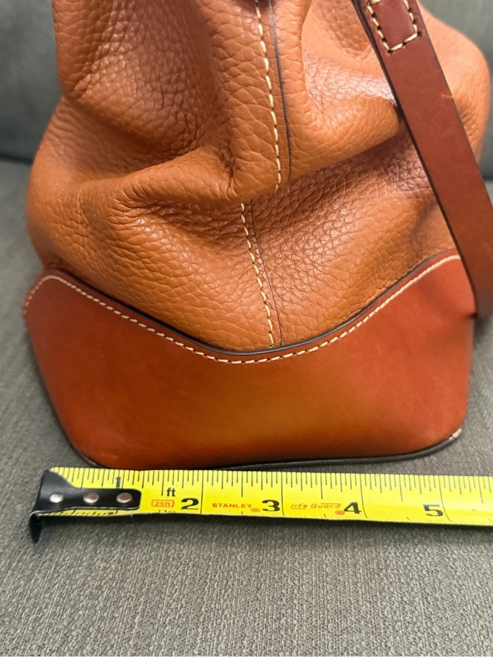 Dooney & Bourke Brenna Caramel Pebble Grain Leather Satchel Shoulder Bag